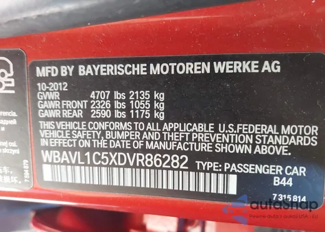 2013 BMW X1 xDrive28I z USA, uszkodzony, nr VIN WBAVL1C5XDVR86282